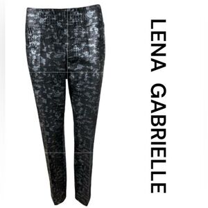LENA GABRIELLE Snake Skin Print Pull On Trousers, Elastic Waist, Size 8.